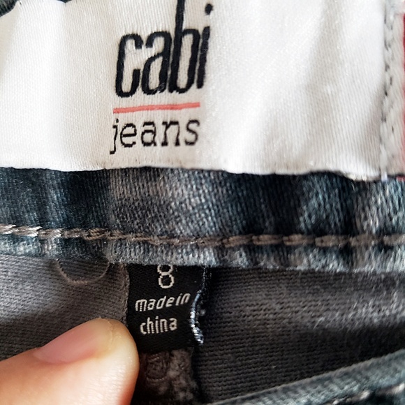 CAbi Blue Gray Grid Tie Dye Curvy Skinny Jeans 8 - Picture 5 of 7